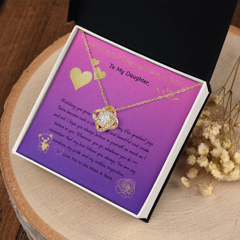To My Daughter. Forever Love Knot Necklace