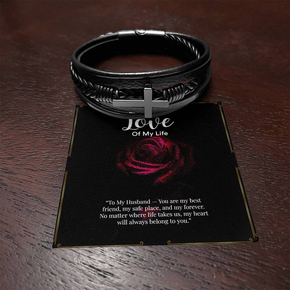 Men's Cross Bracelet Gift ''To My Husband''