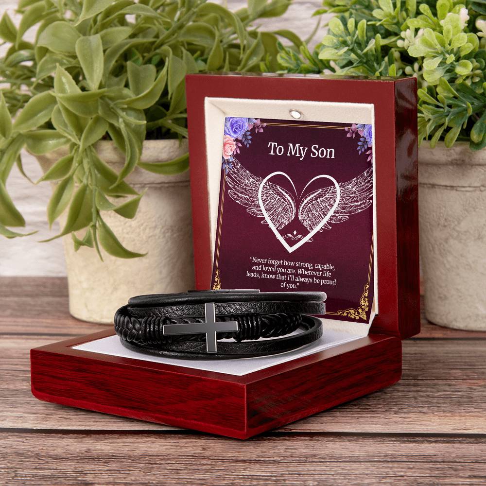Men's Cross Bracelet Gift ''To My Son''