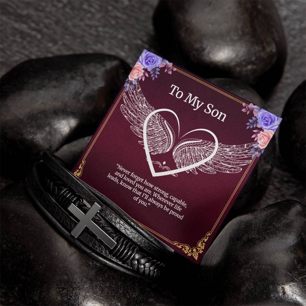 Men's Cross Bracelet Gift ''To My Son''