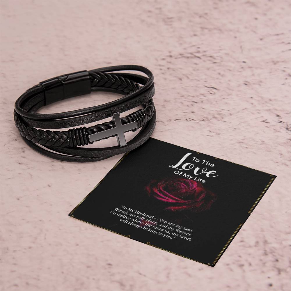 Men's Cross Bracelet Gift ''To My Husband''