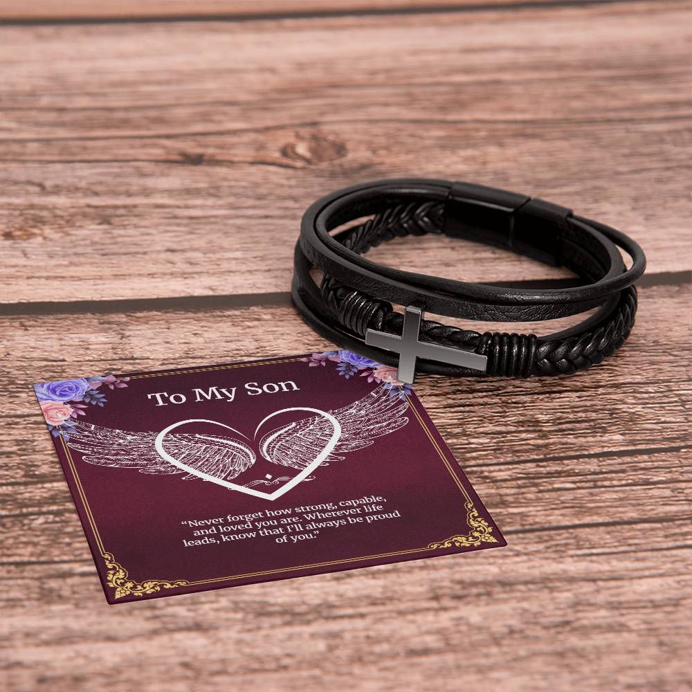 Men's Cross Bracelet Gift ''To My Son''