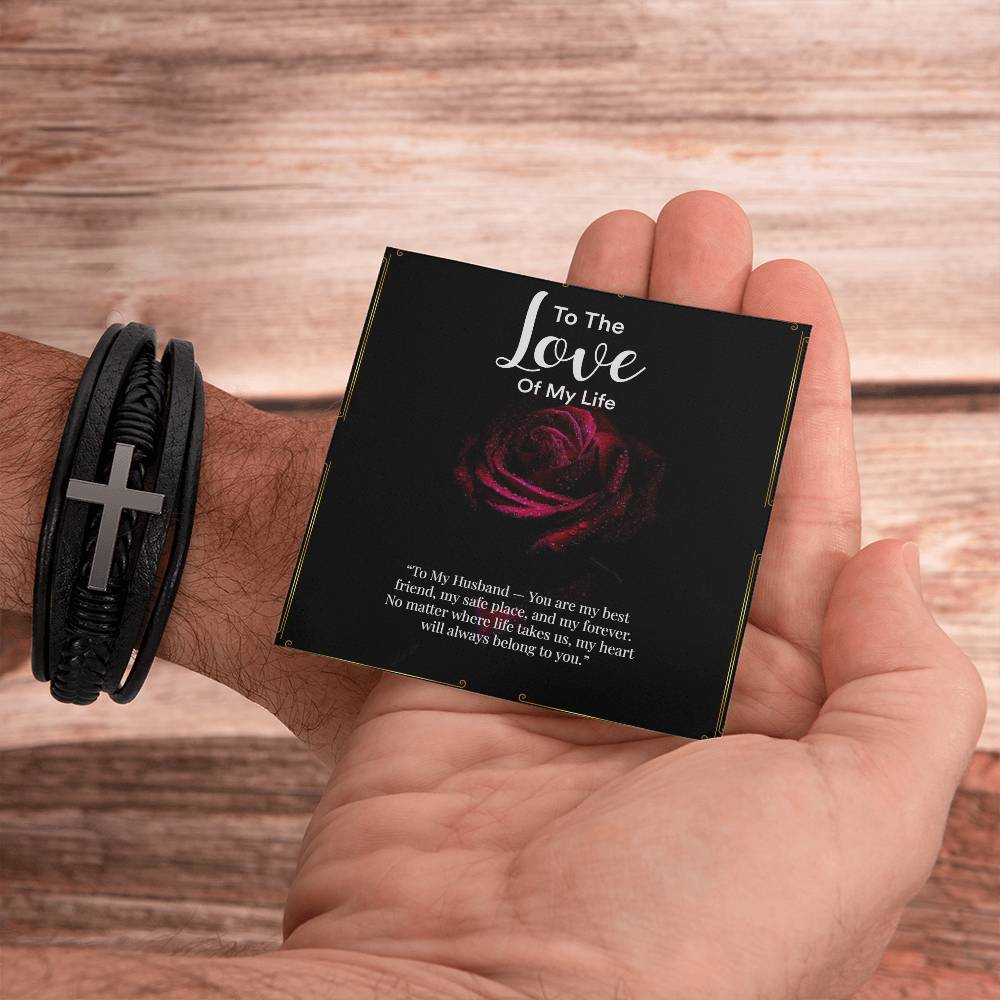 Men's Cross Bracelet Gift ''To My Husband''