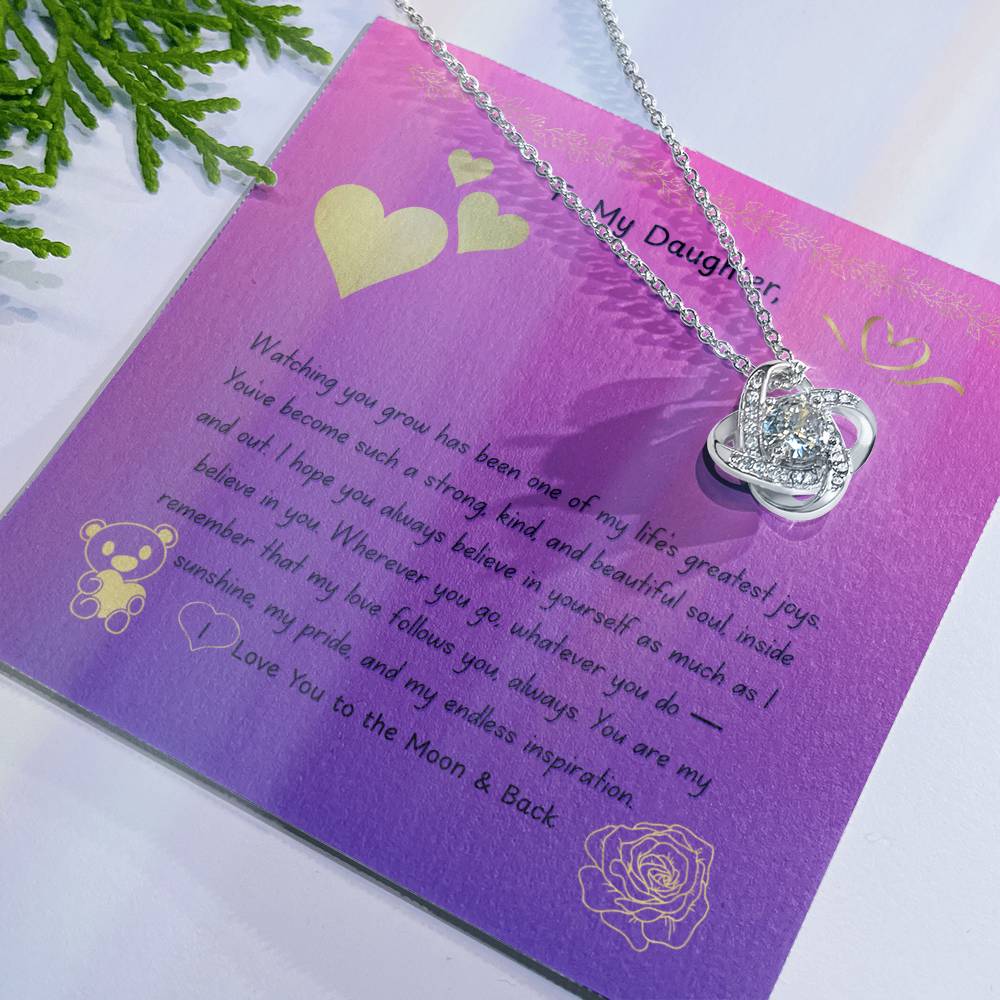 To My Daughter. Forever Love Knot Necklace