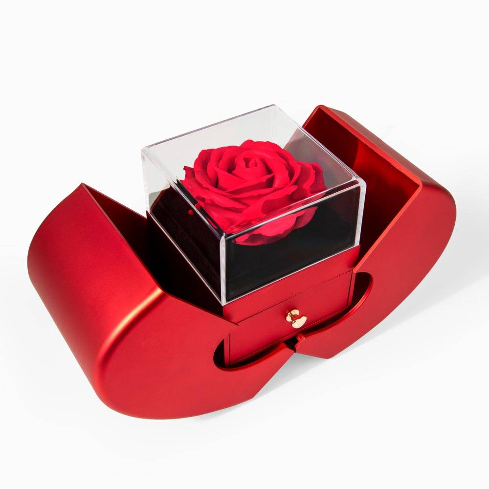 ''To My Lovely Wife'' Love Knot Necklace with Red Heart Rose Box