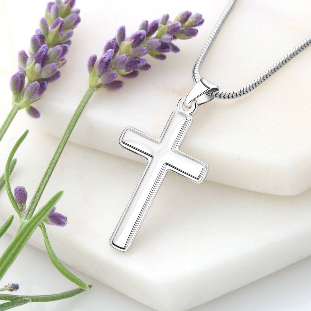 Artisan Cross Necklace with Snake Chain – “To My Husband” Message Gift