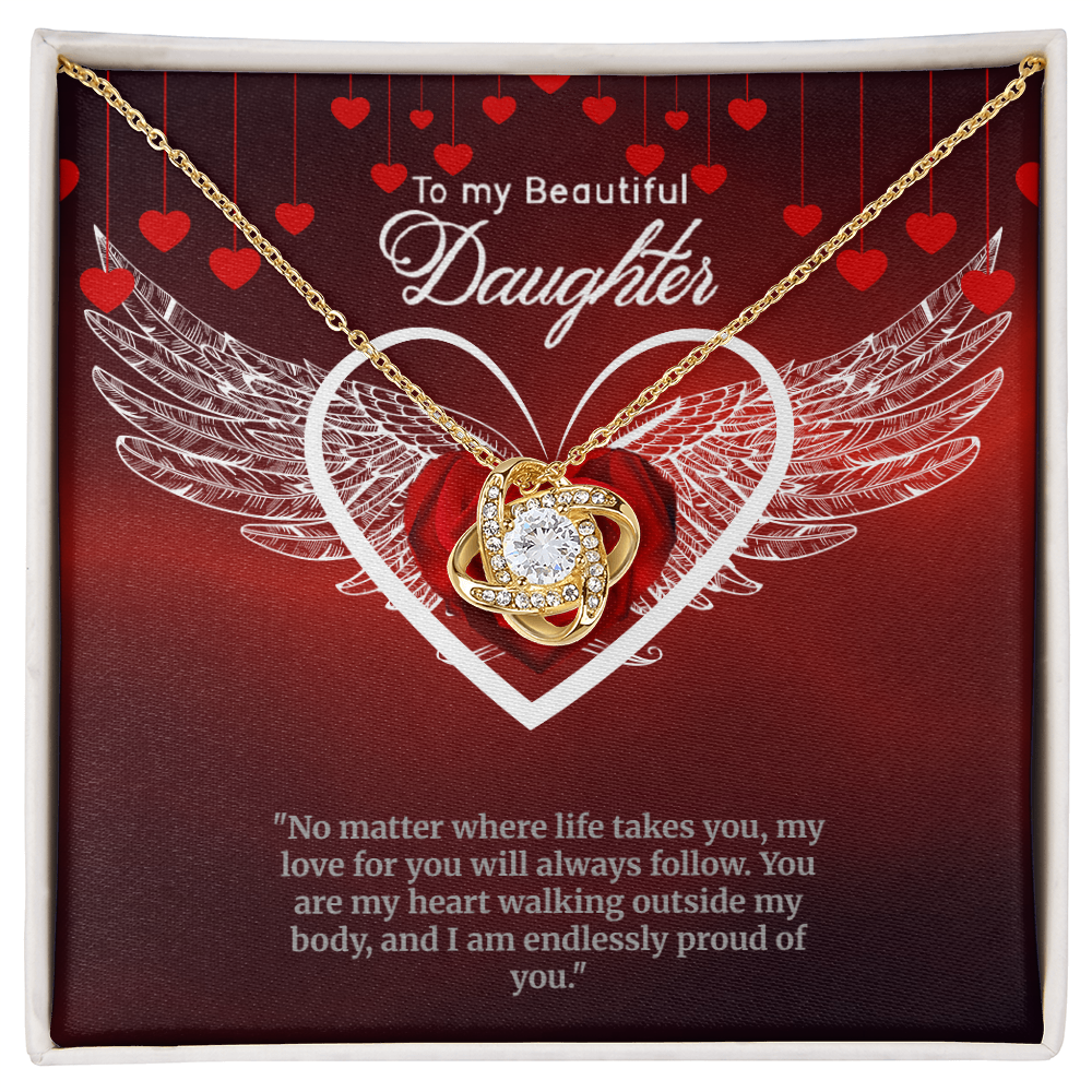 To My Beautiful Daughter.  A Beautiful Love Knot Necklace