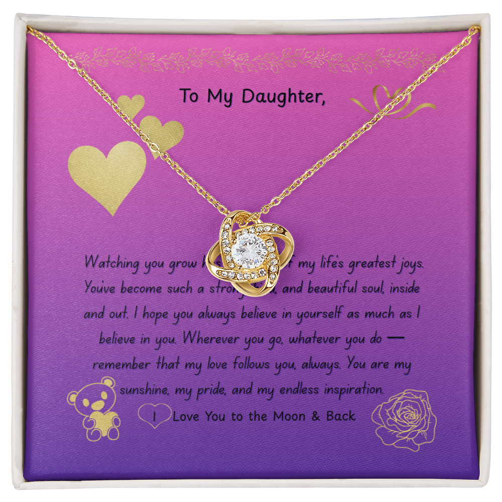 To My Daughter. Forever Love Knot Necklace
