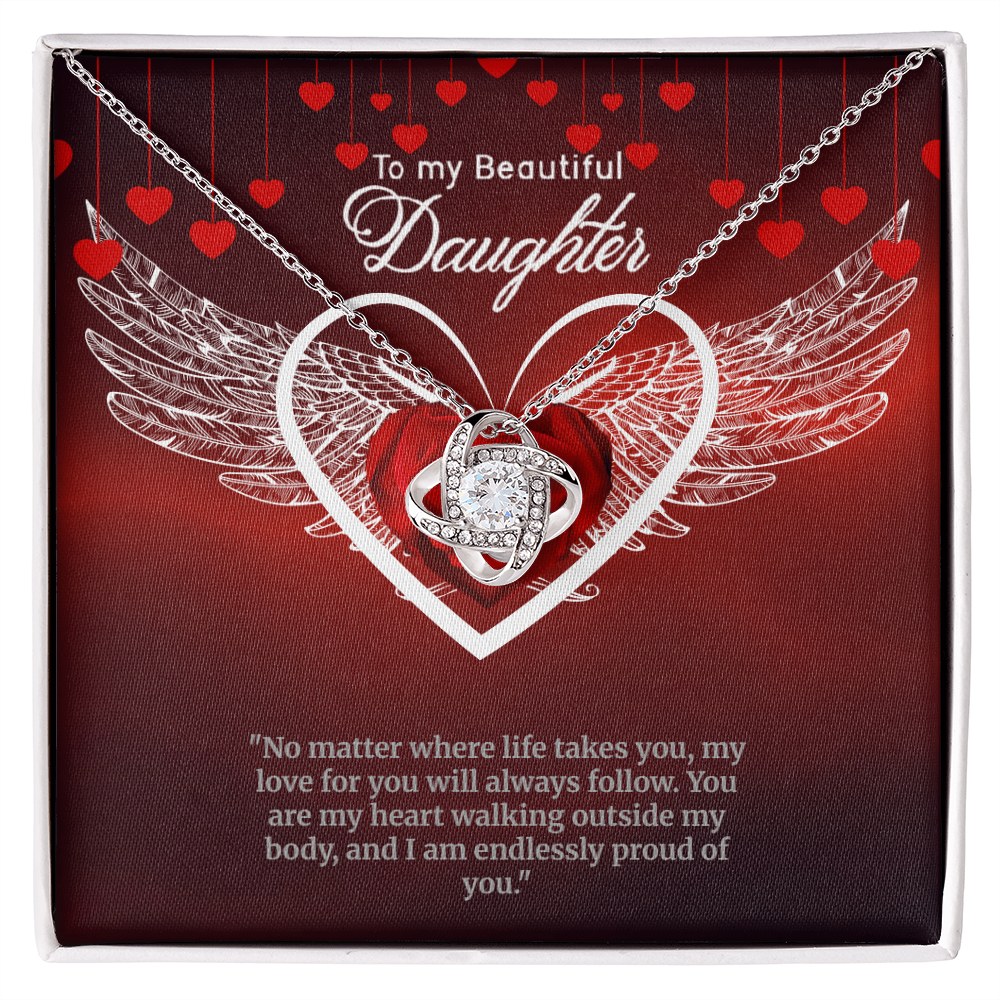 To My Beautiful Daughter.  A Beautiful Love Knot Necklace