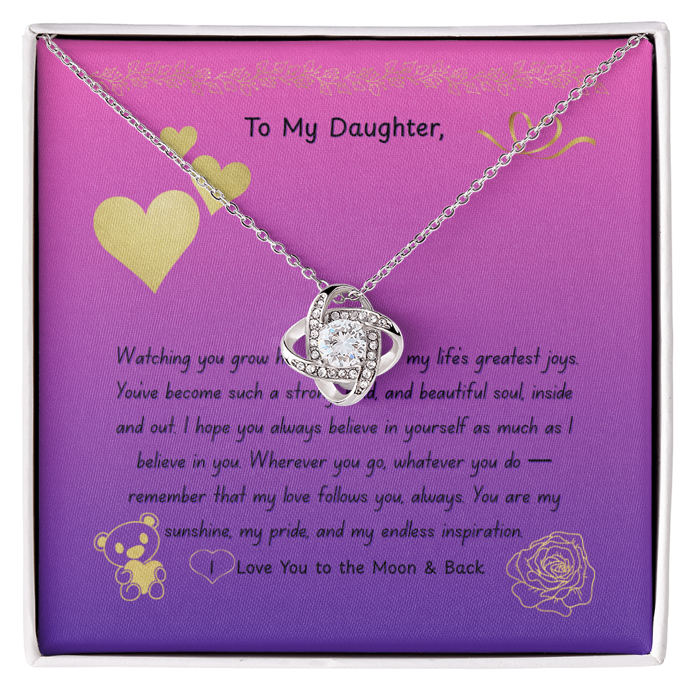To My Daughter. Forever Love Knot Necklace