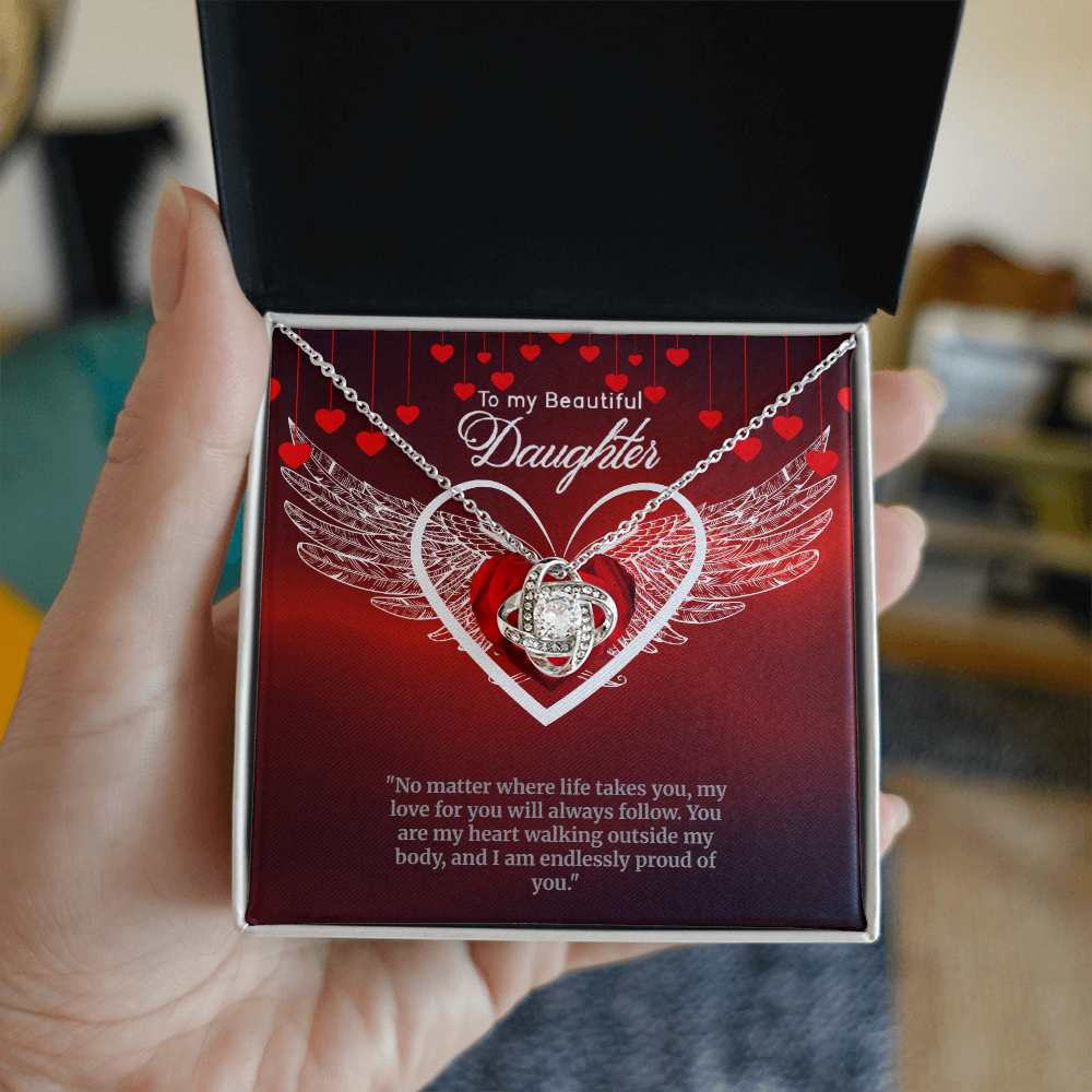 To My Beautiful Daughter.  A Beautiful Love Knot Necklace