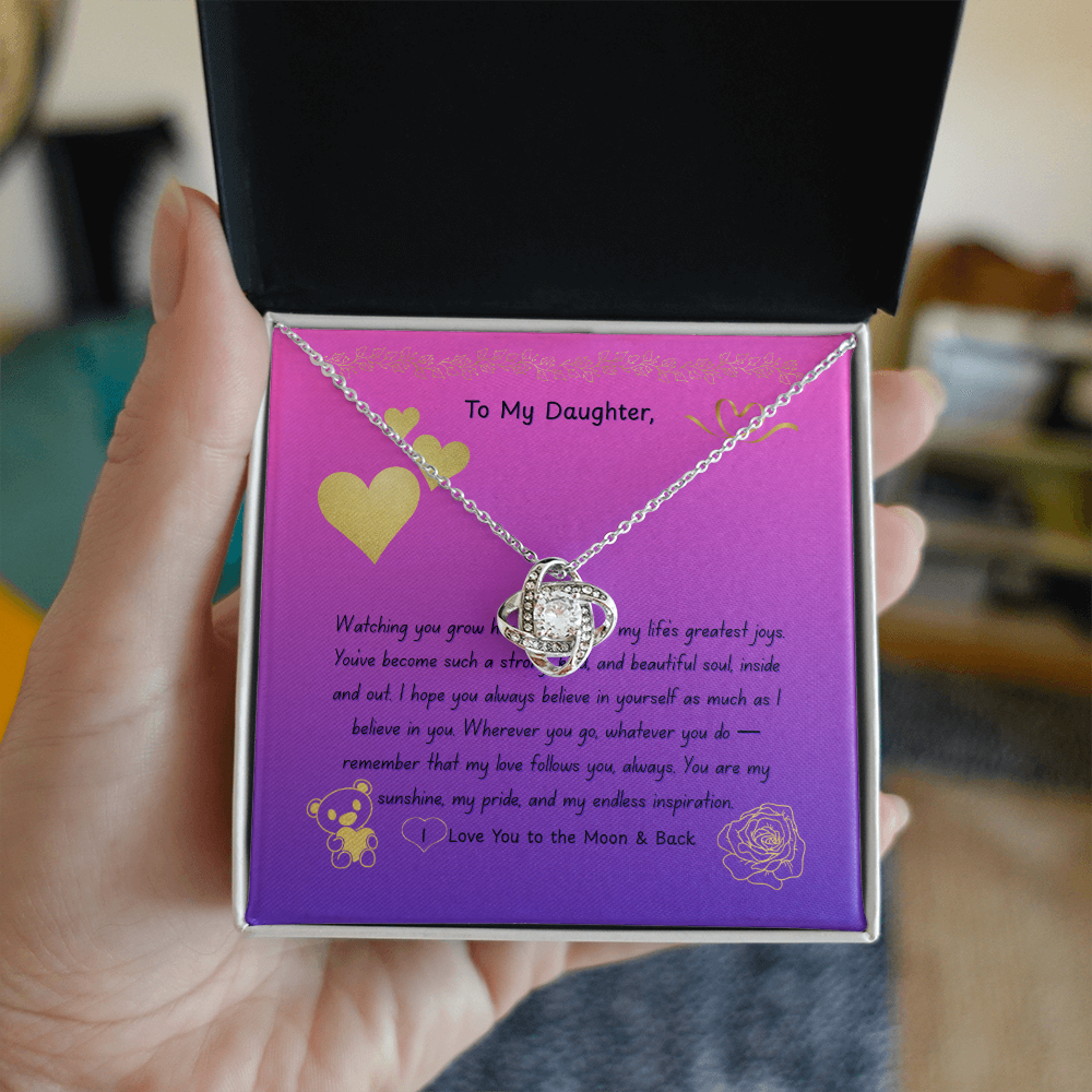 To My Daughter. Forever Love Knot Necklace