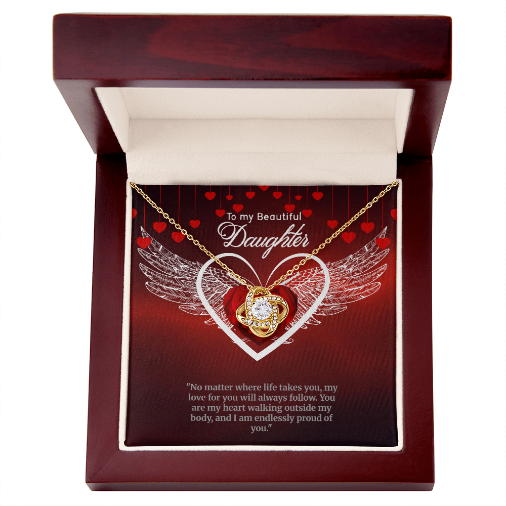 To My Beautiful Daughter.  A Beautiful Love Knot Necklace