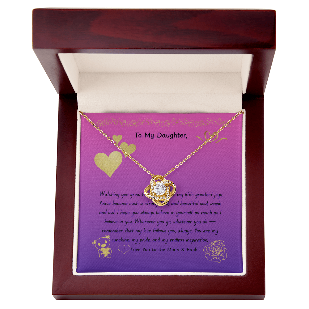 To My Daughter. Forever Love Knot Necklace