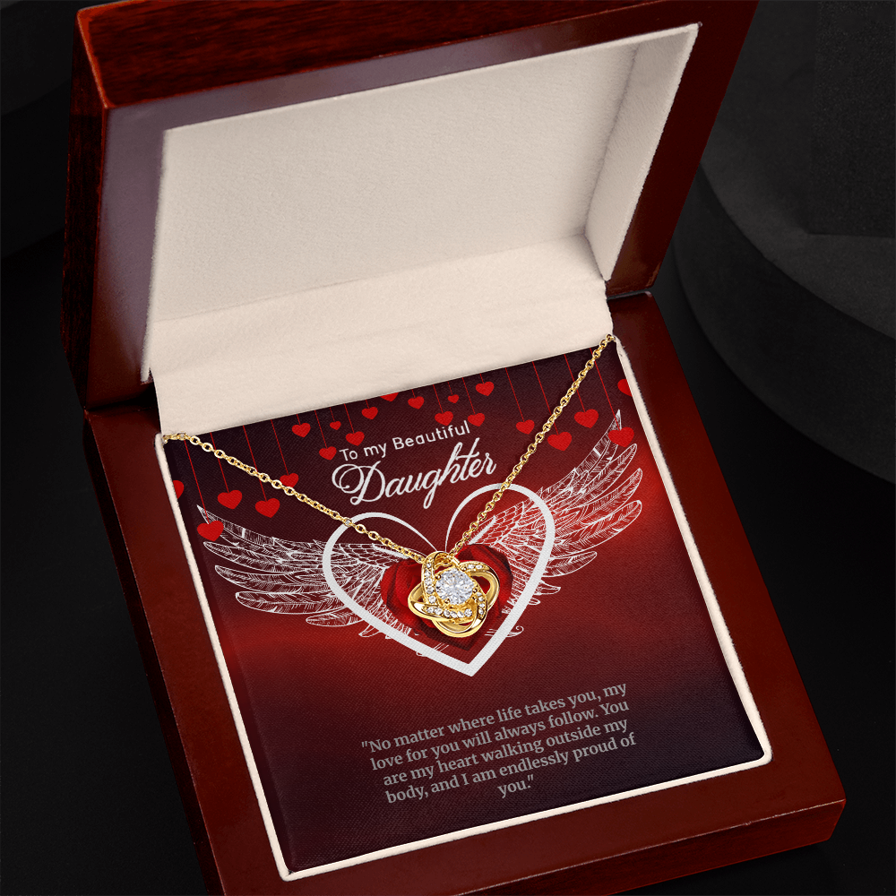 To My Beautiful Daughter.  A Beautiful Love Knot Necklace