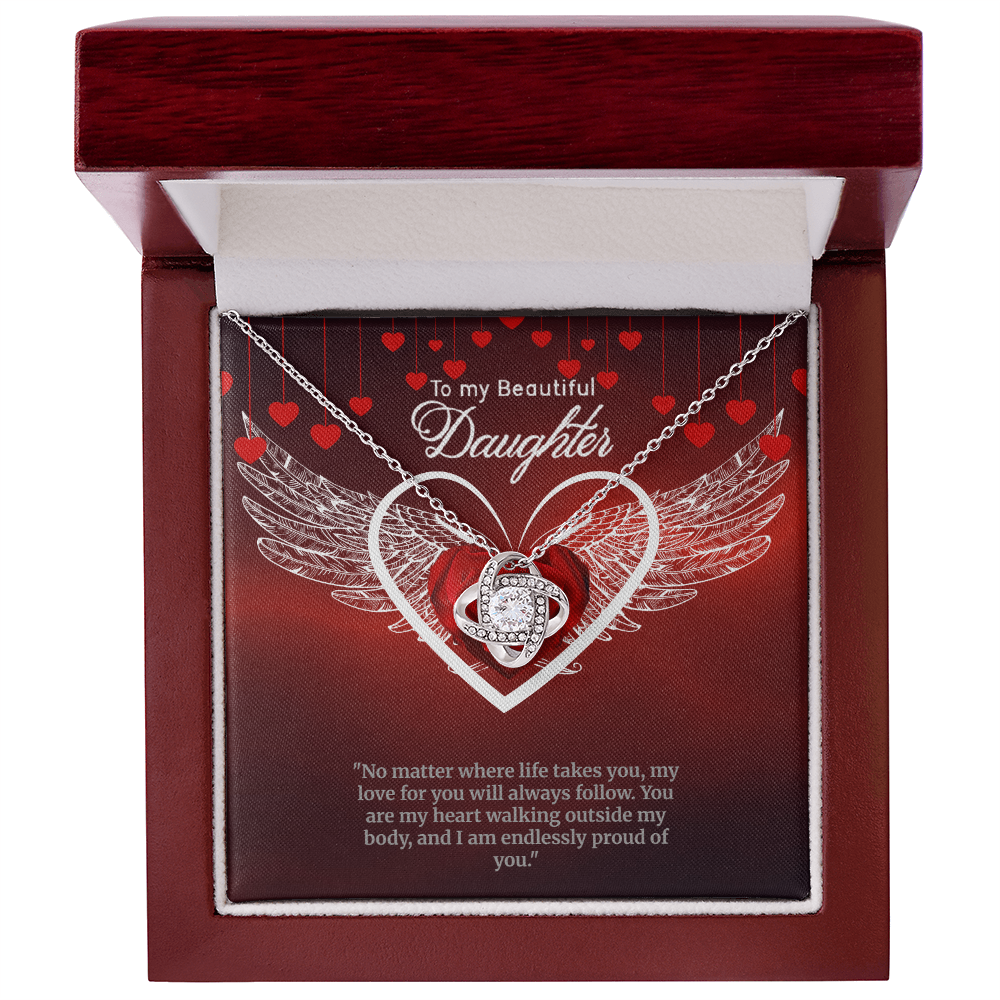 To My Beautiful Daughter.  A Beautiful Love Knot Necklace