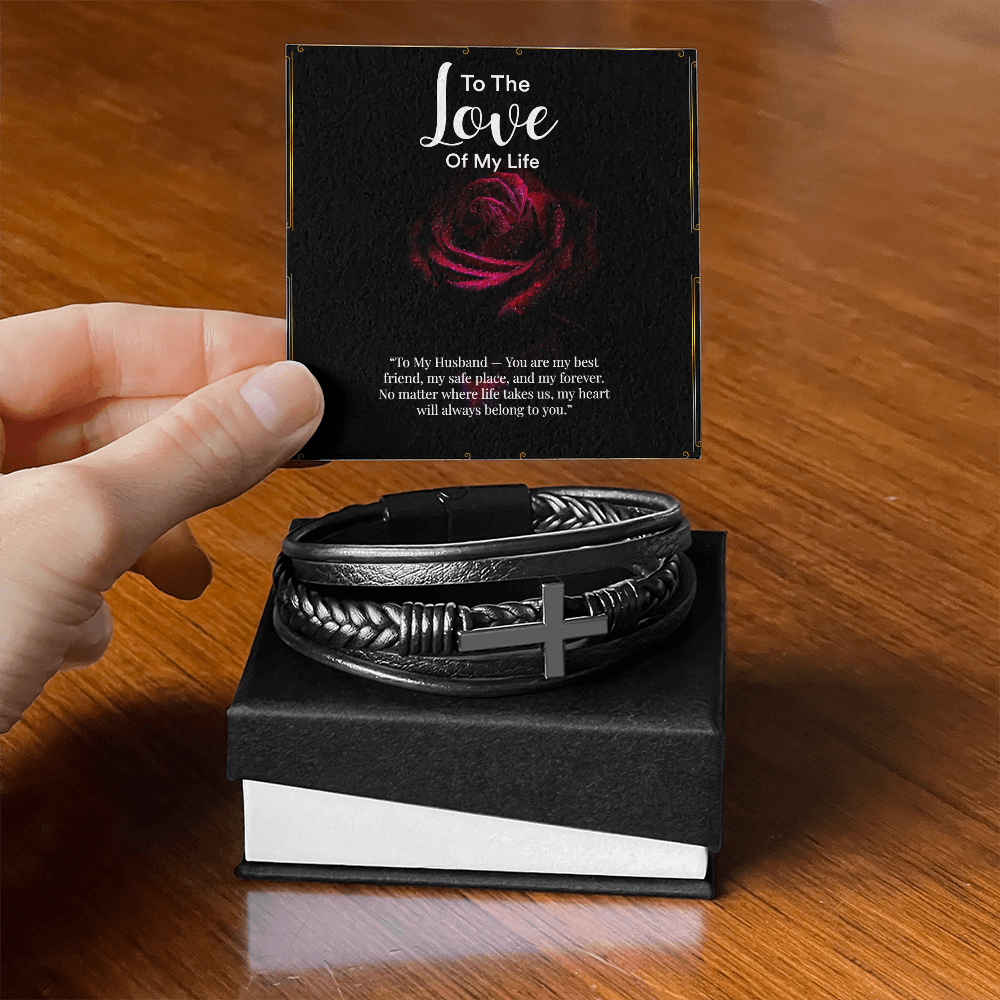Men's Cross Bracelet Gift ''To My Husband''