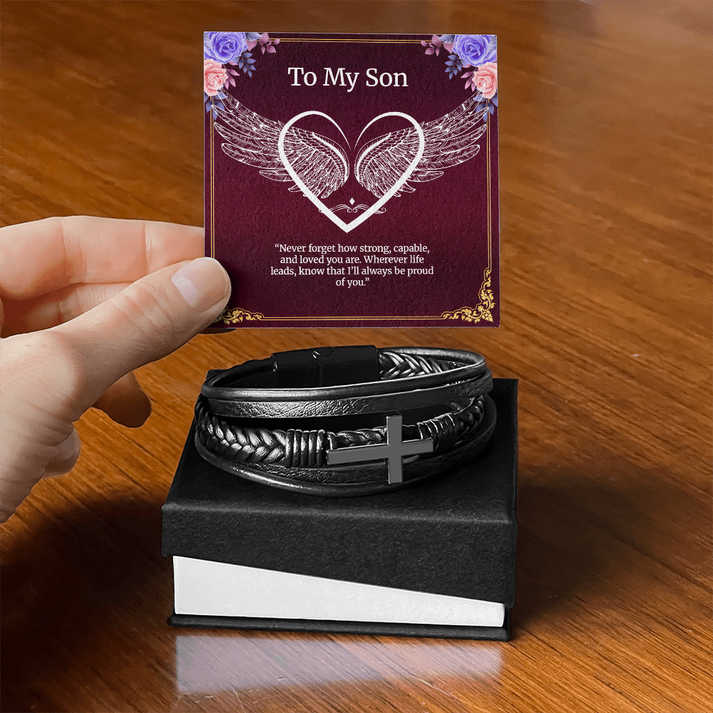 Men's Cross Bracelet Gift ''To My Son''