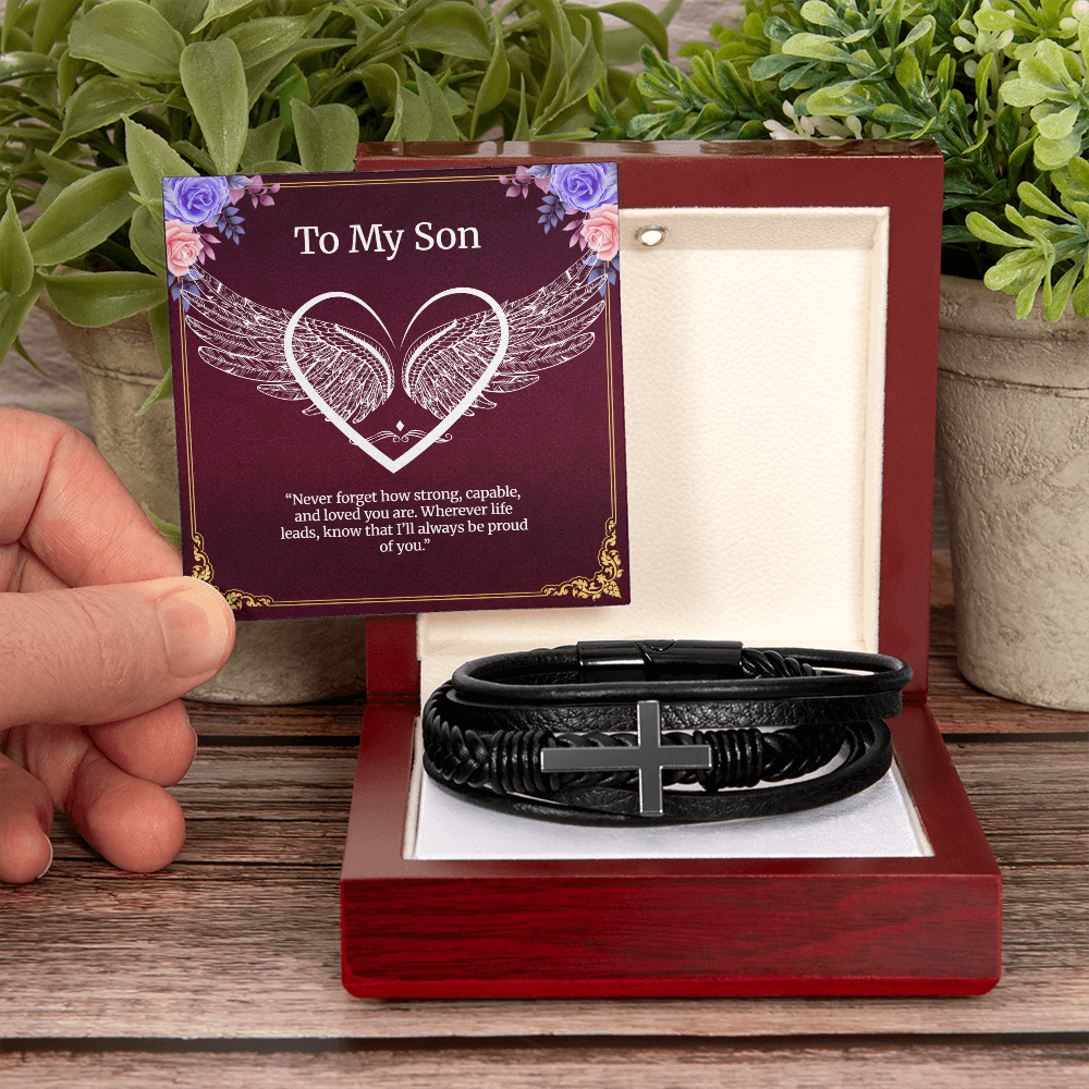 Men's Cross Bracelet Gift ''To My Son''