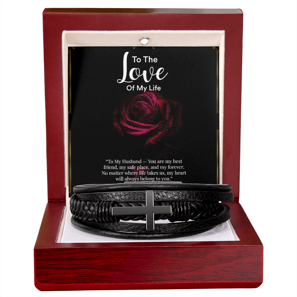 Men's Cross Bracelet Gift ''To My Husband''