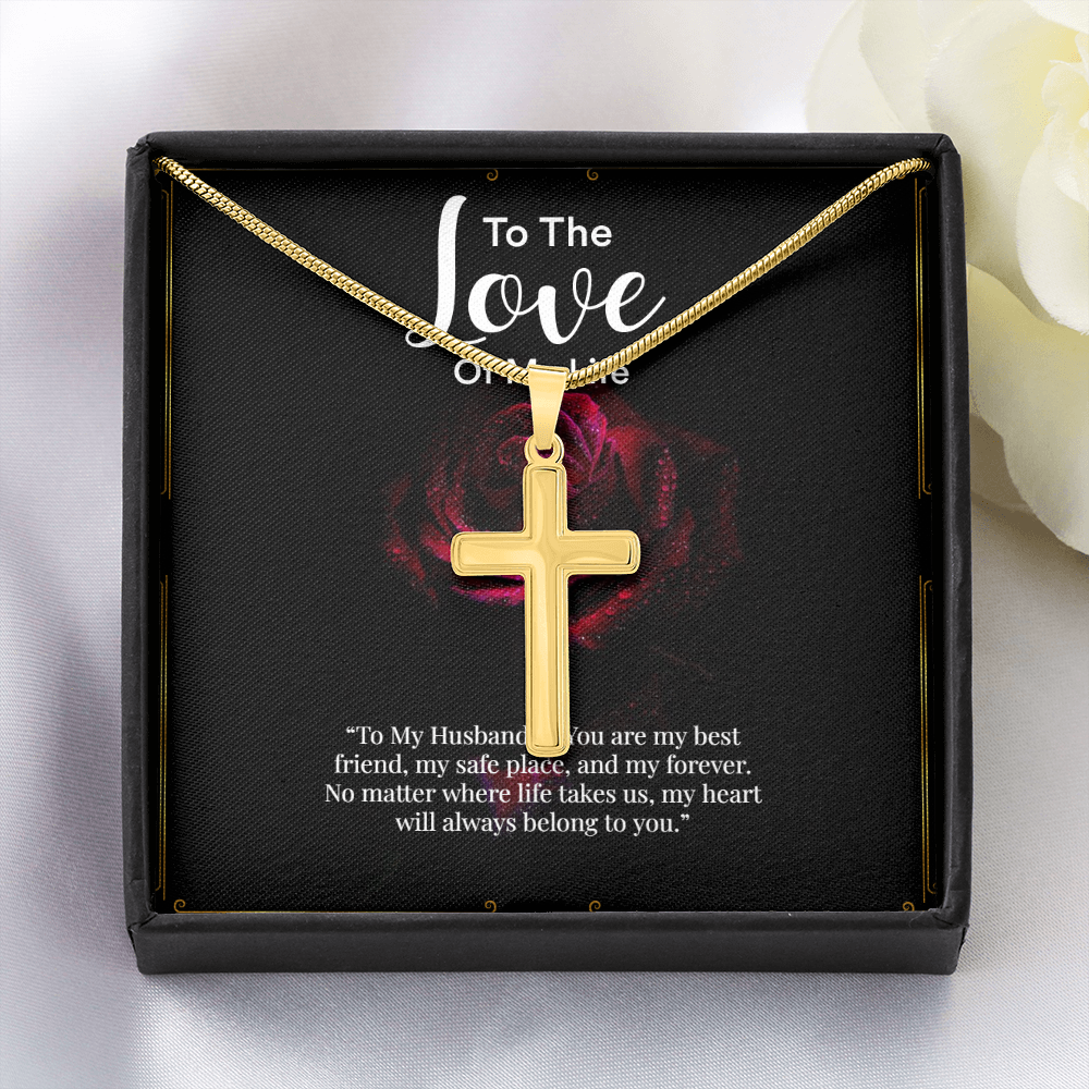 Artisan Cross Necklace with Snake Chain – “To My Husband” Message Gift